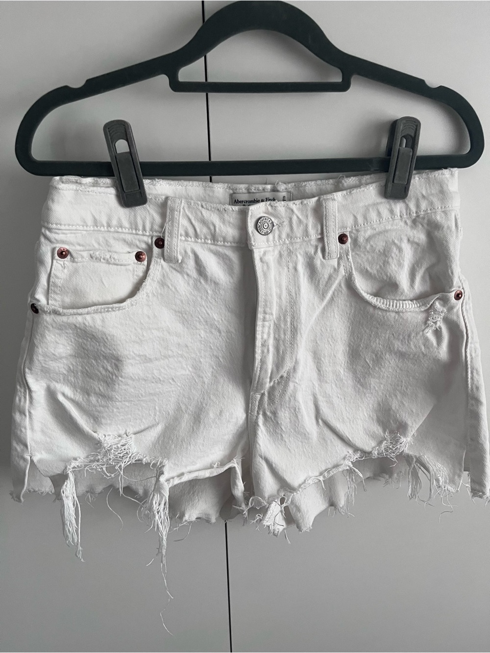 Abercrombie & Fitch White Distressed Cutoff Jean Shorts